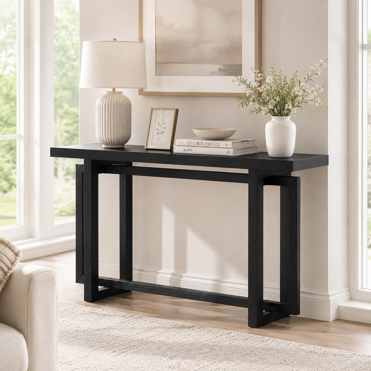 59" Narrow Console Table - MDF Entryway Sofa Table for Hallway, Living Room, Foyer with Space-Saving Design image 2