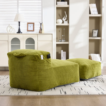 Big Bean Bag Chair for Adults,Lounger Large Bean Bag Sofa, Memory Foam Filled Beanbag Chair for Living Room, Bedroom, Balcony,Comfy Corduroy Bean Bag Chair with ottoman,Ergonomic Support & Premium Com image 9