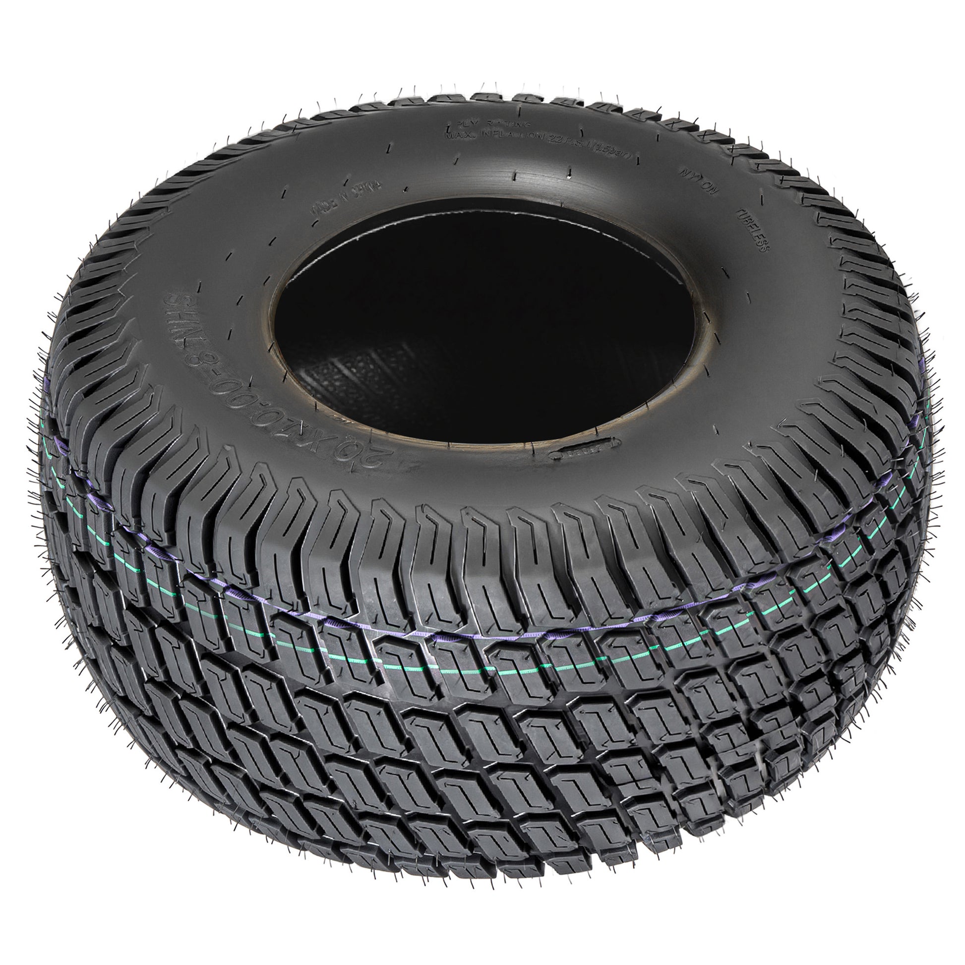 Set of 2 20x10.00-8 Lawn Mower Tires, 4-Ply Tubeless Turf Tread Heavy Duty, Tire Only No Rim, Fits 8" Rim for Large Garden Tractors, 1190 lbs Capacity image 8
