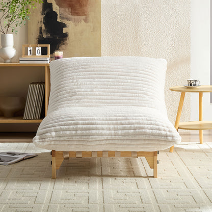 Accent Armless Lazy Sofa, Casual Single Sofa, Corduroy Fabric, For Living Room And Bedroom, With Backrest, Single Seat, OFF-WHITE image 2