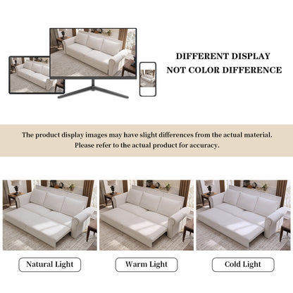 Chesterfield Sofa,93.7" King Pull Out Sofa Bed,3-in-1 Velvet Convertible Sleeper Sofa with Nailhead Trim & Rolled Arm,Multi-Functional Sofa Bed for Living Room,Bedroom,Beige/White(old sku:W1885S00036) image 10