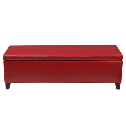 Upholstered PU Leather Storage Ottoman, Solid Wooden Legs (old sku 57742.00RED) image 5