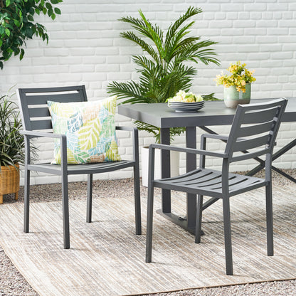 Outdoor Modern Aluminum Dining Chair (Set of 2), Gun Metal Gray image 1