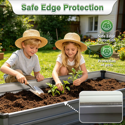 6x3x1ft 2pcs large Garden Bed Kit, Grey Galvanized Metal Outdoor Garden Boxes, Suitable for Outdoor Ground Gardens for Growing Plants, Vegetables Flowers Herb image 10