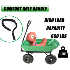 Folding car Poly Garden dump truck with steel frame, 10 inches. Pneumatic tire, 300 lb capacity body 55L  Green