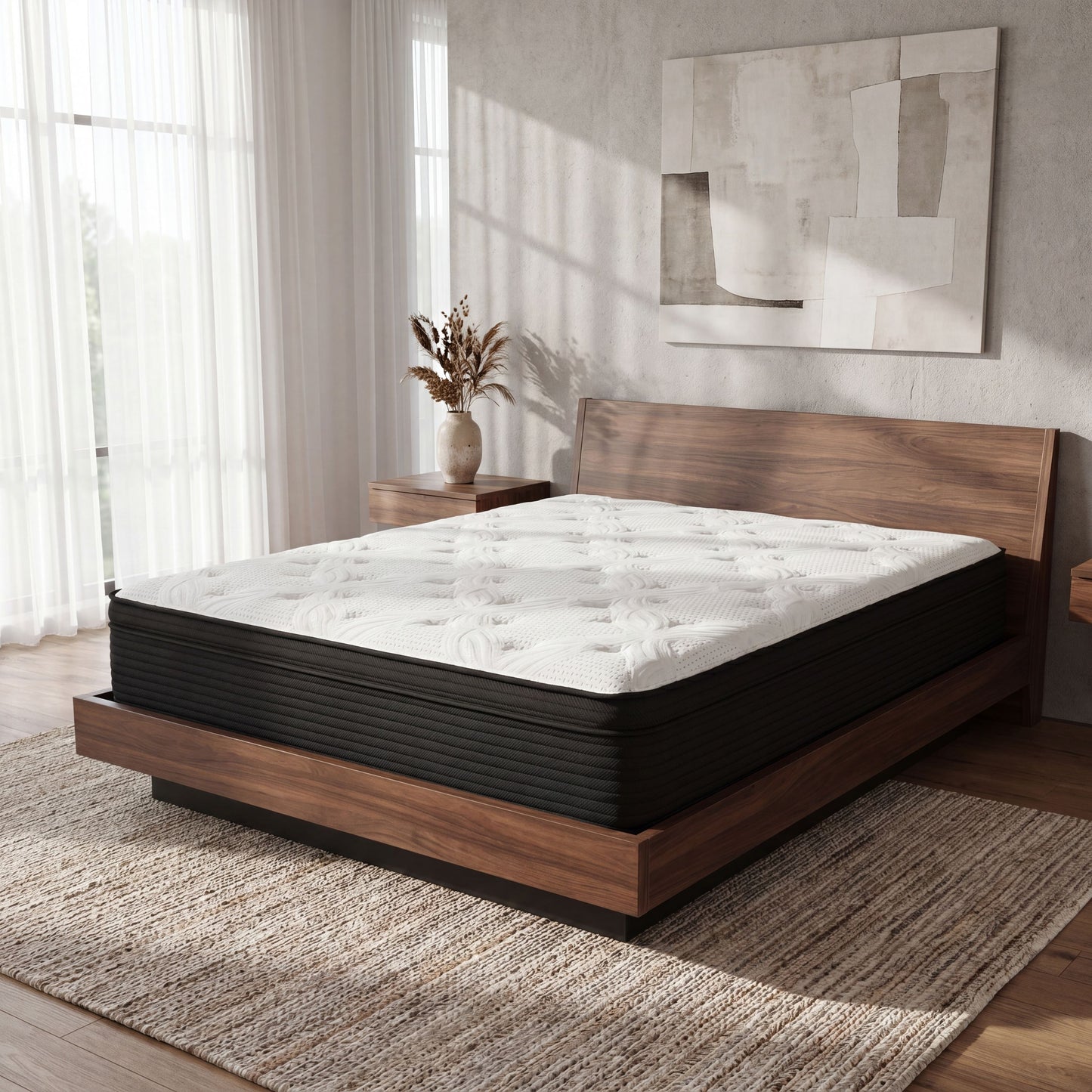 13 Inch Hybrid Plush Queen Mattress with Pocketed Coils and Phase Change Cooling Fabric image 1