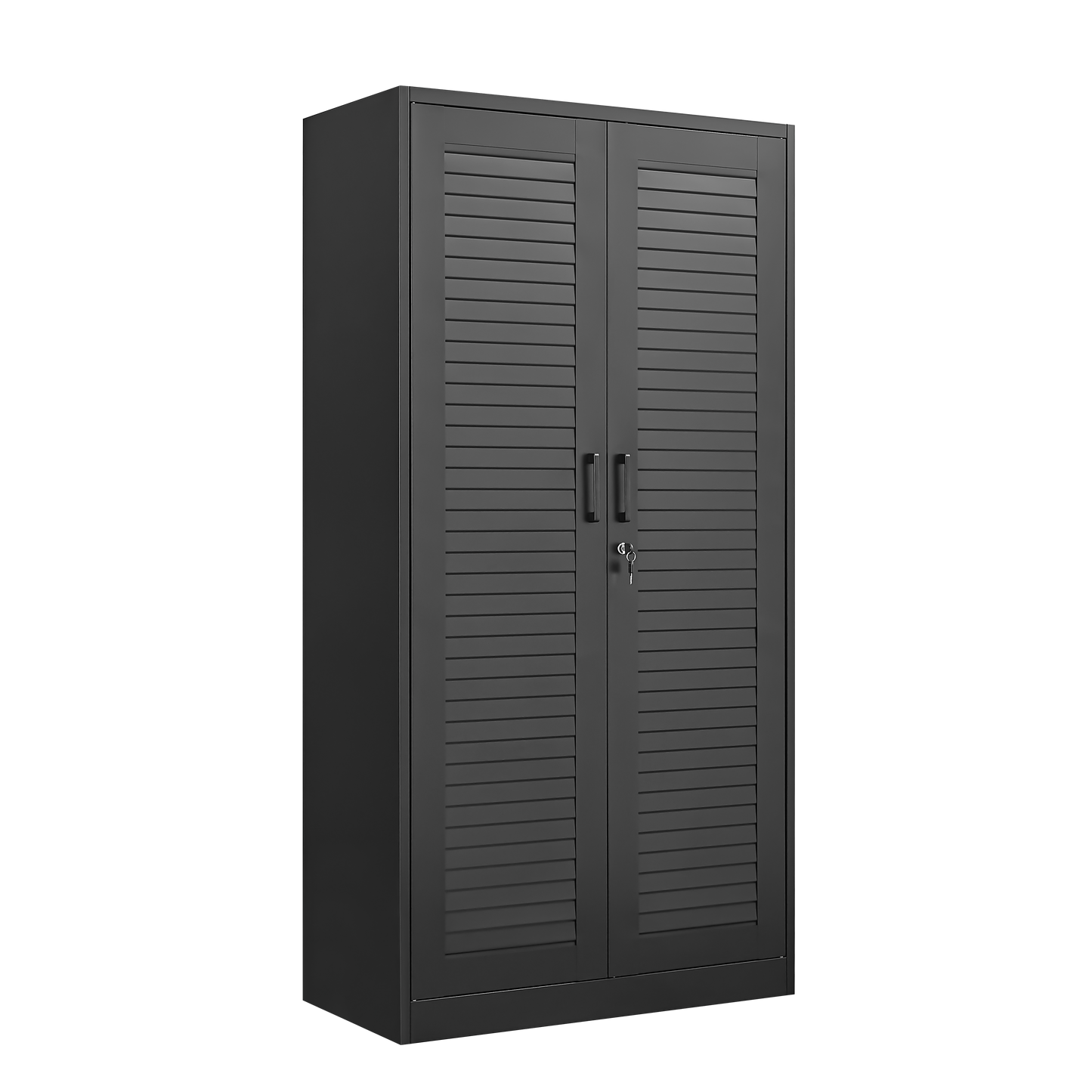 Wide & Deep Metal Storage Cabinet with Hanging Rod,Black Broom Closet Storage Cabinet with Lock, Tall Wardrobe Cabinets with Doors and Shelves,Locking Steel Tool Cabinets for Home,Office,Garage image 10