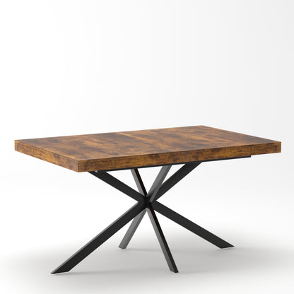 55.11"-70.86"Retro Rectangular Stretch Dining Table, Antique Wood Top And Same Color Relief Plate,With Storage Box,Suitable for dining rooms, kitchens, and living rooms, Brown image 10