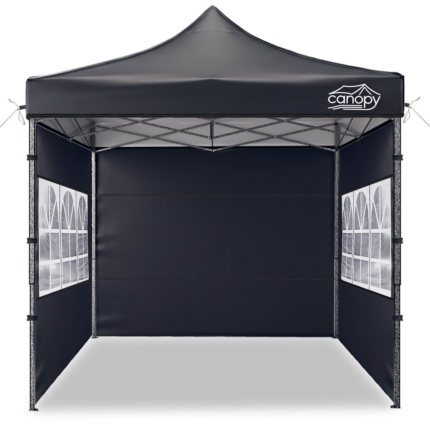 10x10 Pop Up Canopy, 3-in-1 9m Sidewall, Black Speckled Frame, Black Silver-Coated Top UPF50+ WR, 4 Heights 6.7-7.6ft, 1Sidewall+2 Windows, incl Stakes/Sandbags/Ropes/Bag for Market Camping Beach image 11