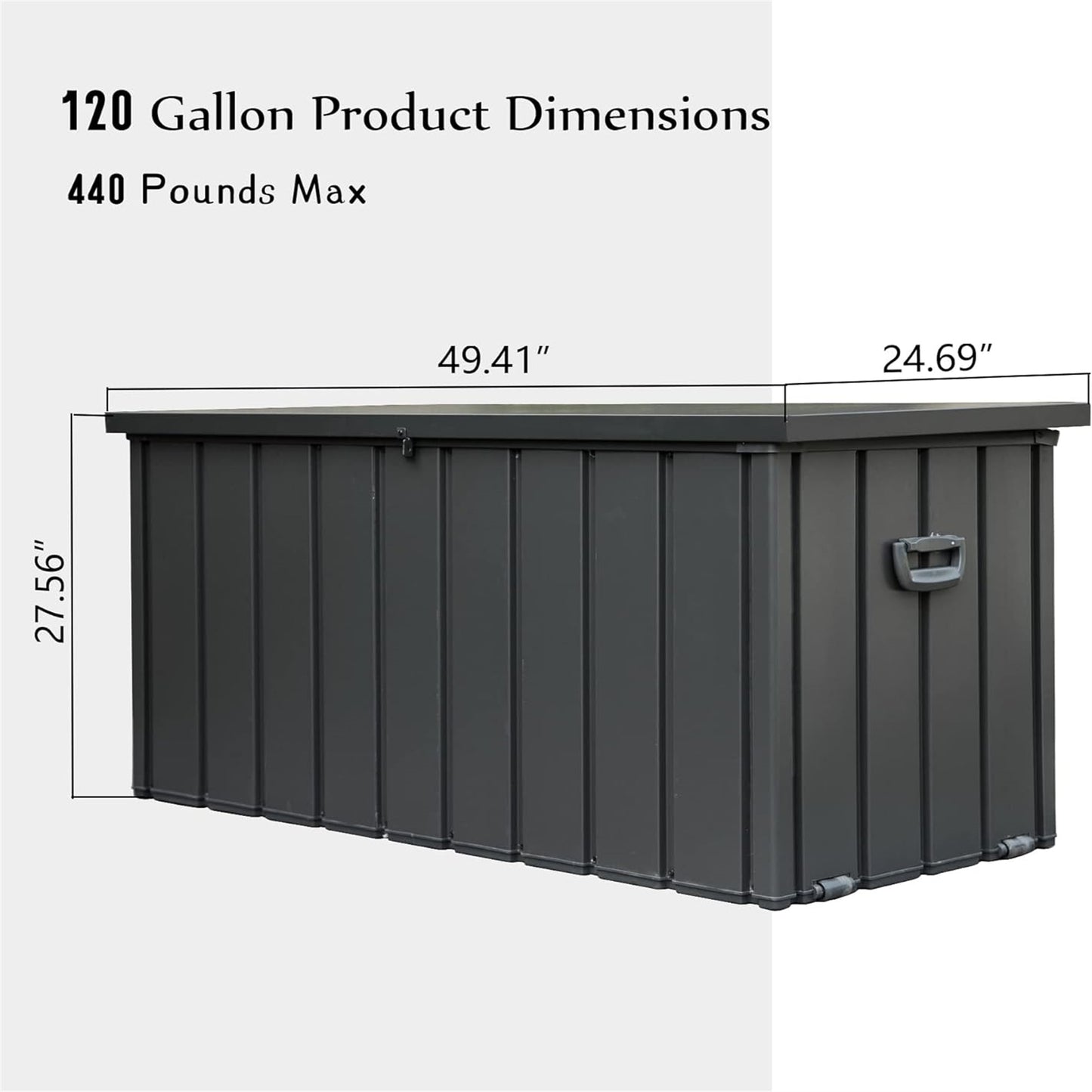 120 Gallon Outdoor Storage Deck Box Waterproof, Large Patio Storage Bin for Outside Cushions, Throw Pillows, Garden Tools, Lockable (Dark Gray) image 2