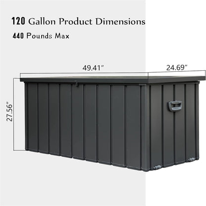 120 Gallon Outdoor Storage Deck Box Waterproof, Large Patio Storage Bin for Outside Cushions, Throw Pillows, Garden Tools, Lockable (Dark Gray) image 2