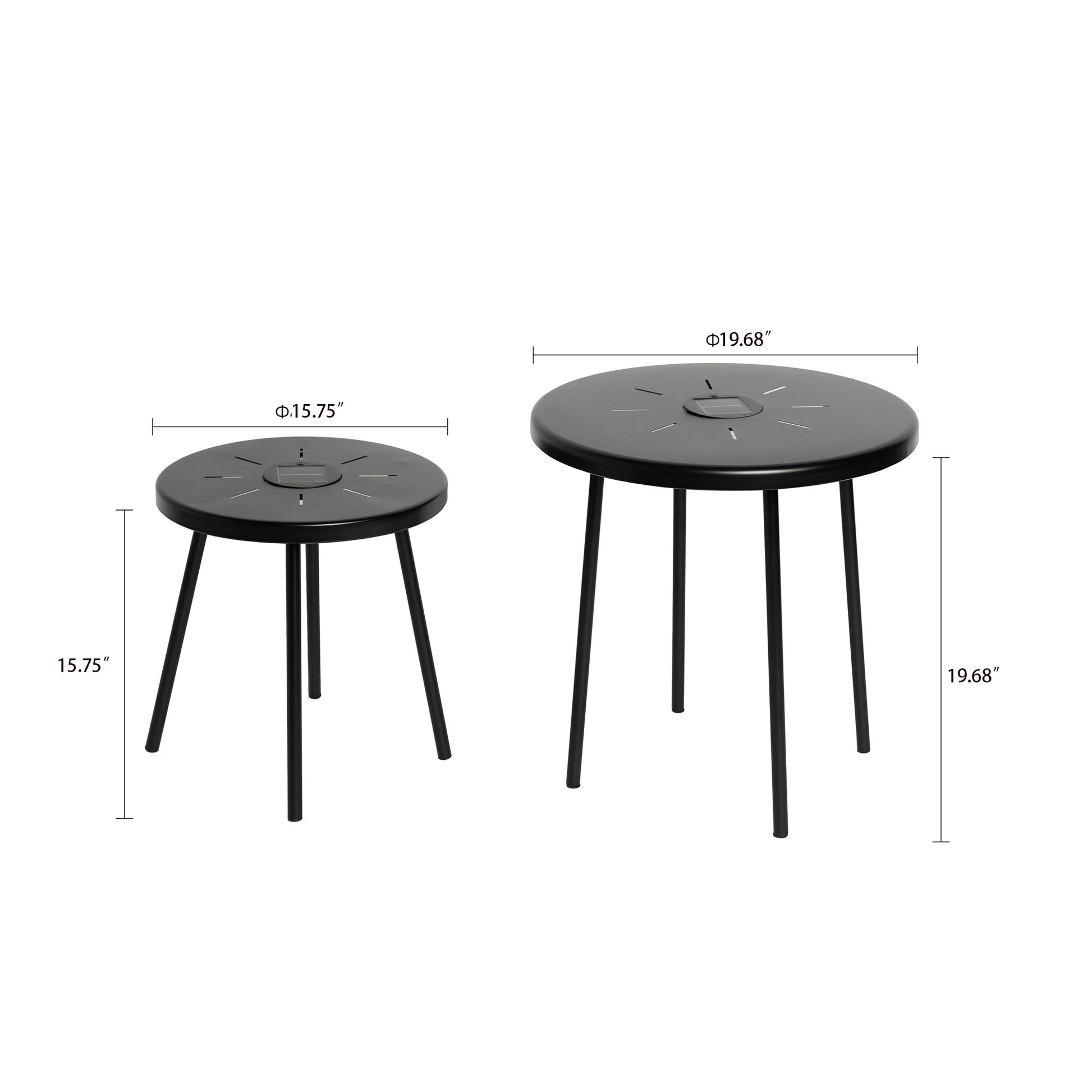 2-Pack Solar Powered Side Table with LED Light, Outdoor/Indoor Nesting Round End Table Set image 4