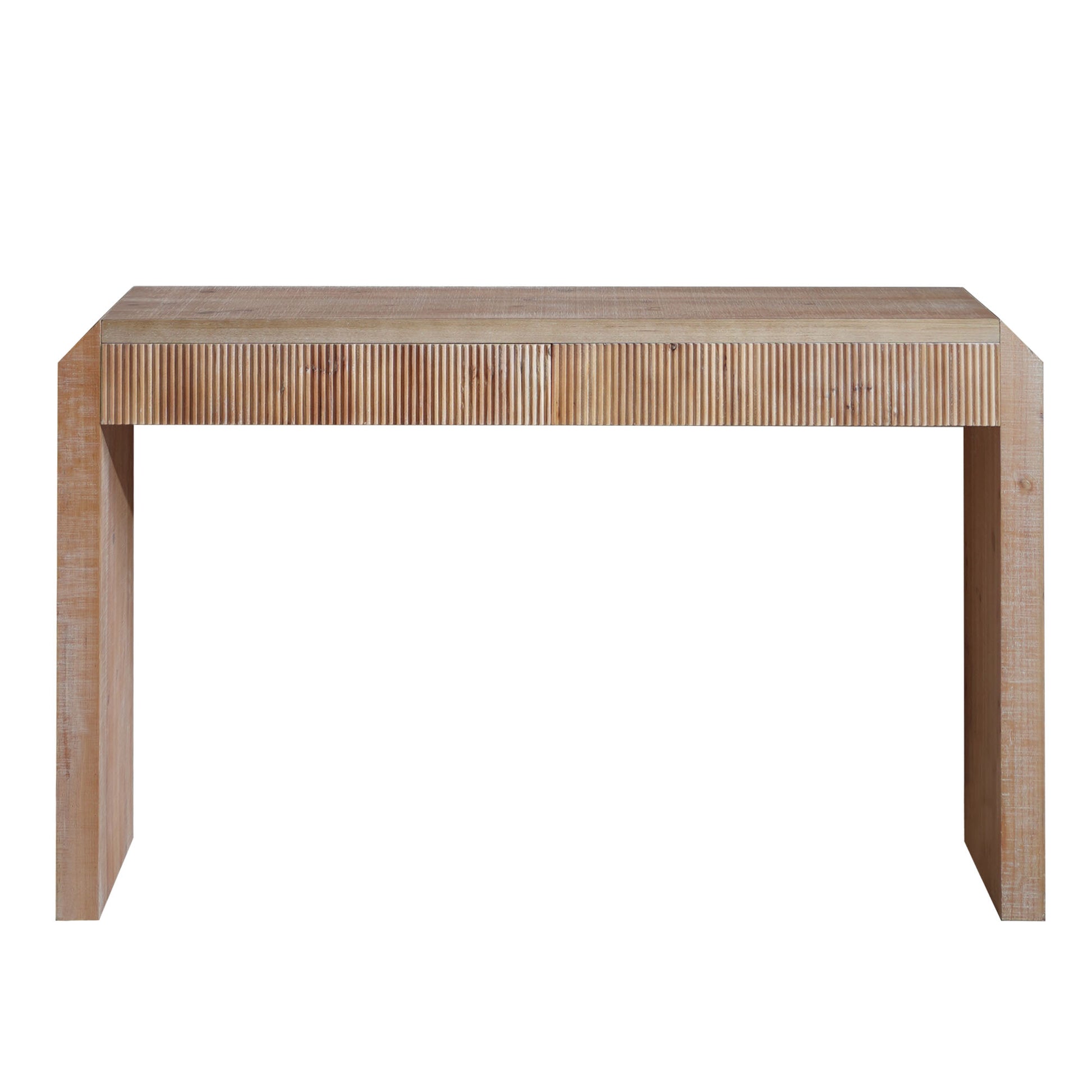 Rustic Wooden Console Table with Drawer – Minimalist Design, Ribbed Texture, and Natural Finish image 4