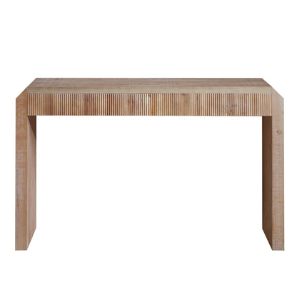 Rustic Wooden Console Table with Drawer – Minimalist Design, Ribbed Texture, and Natural Finish image 4