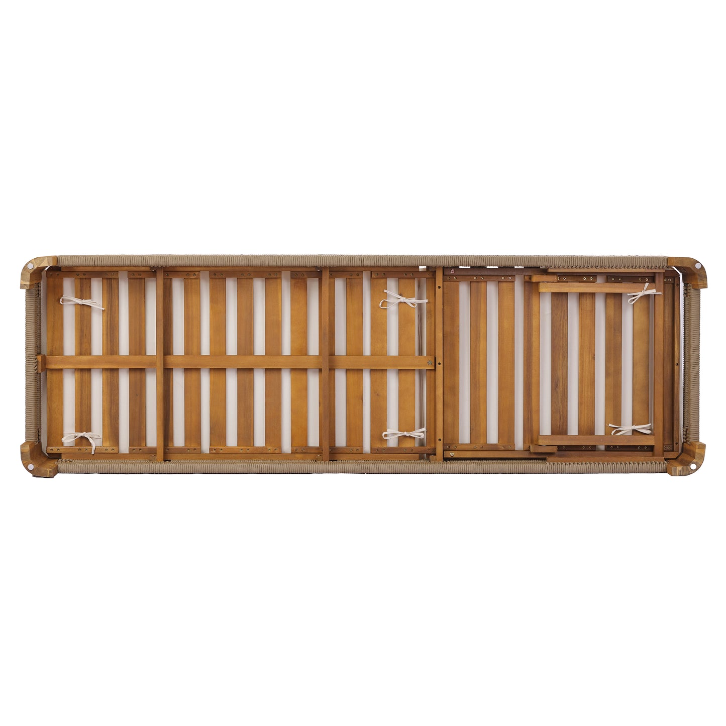 Acacia Wood Outdoor Chaise Lounge with Adjustable Backrest, Handwoven Rope Accents, Weather-Resistant Patio Recliner for Poolside, Backyard & Deck, Natural Wood Finish image 5