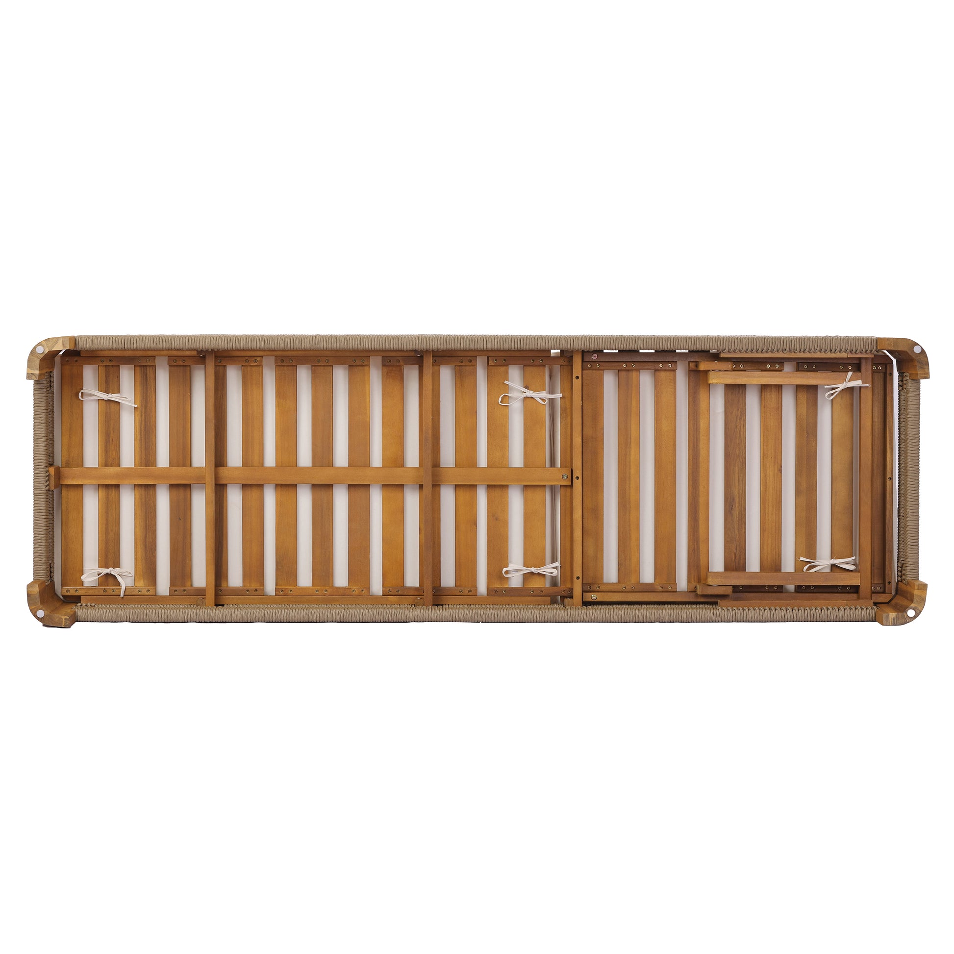 Acacia Wood Outdoor Chaise Lounge with Adjustable Backrest, Handwoven Rope Accents, Weather-Resistant Patio Recliner for Poolside, Backyard & Deck, Natural Wood Finish image 5