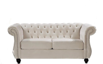 Chesterfield Crushed Velvet Accent Chair, Button Tufted Single Sofa Chair with Rolled Arms, Wood Tapered Legs, High Density Foam Spring Support, Comes with Matching Bolster image 4