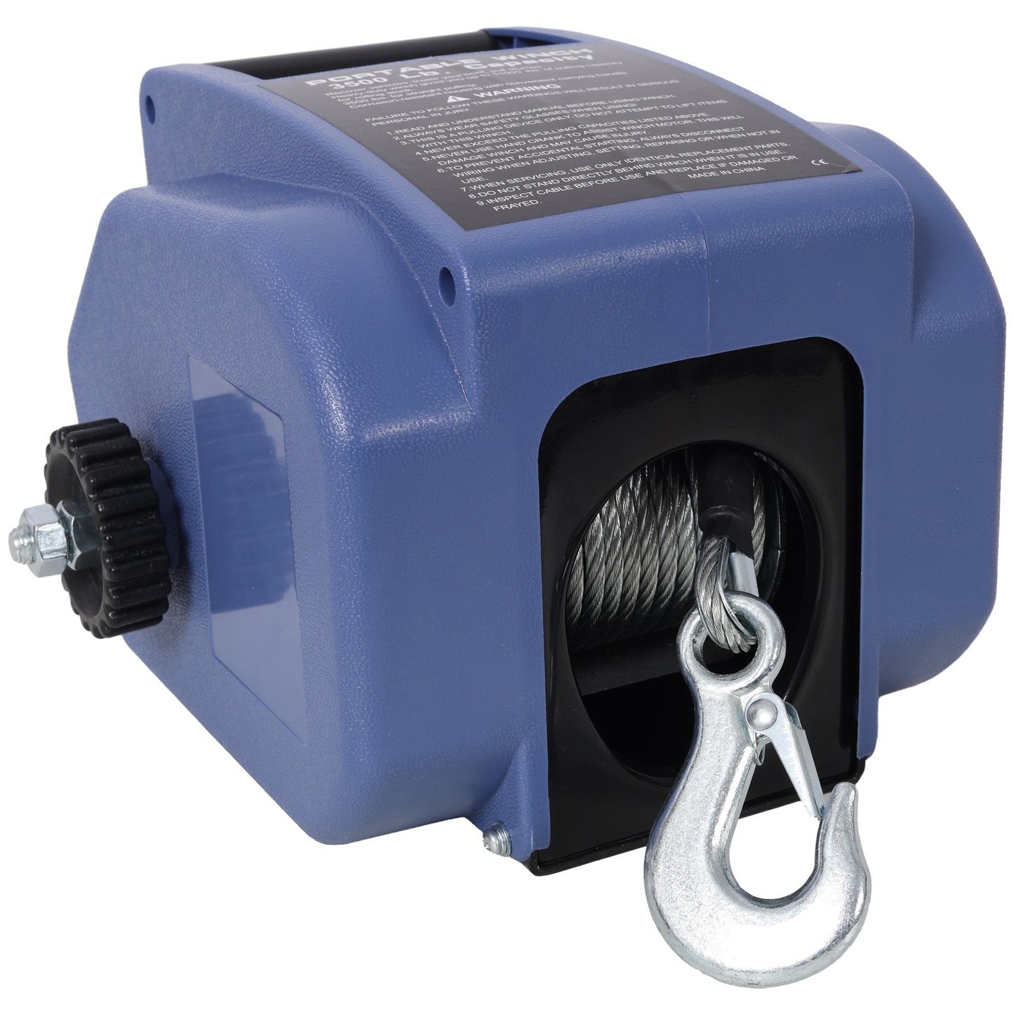 12v 2000lbs Trailer Winch,Reversible Electric Winch,for Boats up to 5000 lbs,Galvanized Wire Rope,with extra pulley hook, Rapid Mount, wirelss remote control,power in and power out.blue plastic casing image 3