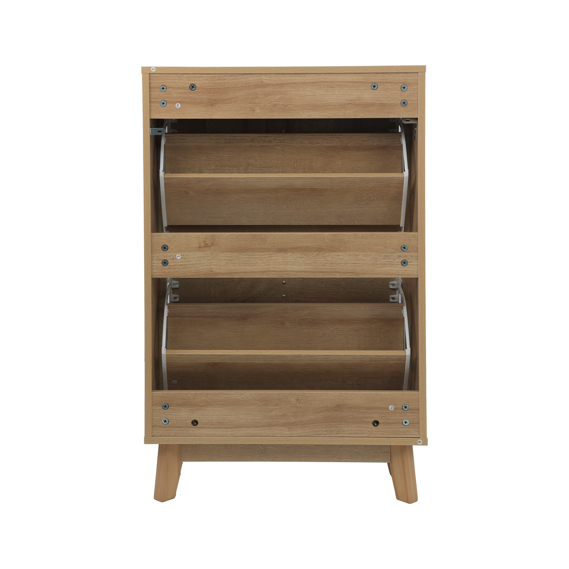 23.6-inch entryway shoe cabinet, ultra-thin flip-down large-capacity dustproof shoe rack for home use, medieval-modern freestanding shoe cabinet, oak color. image 11