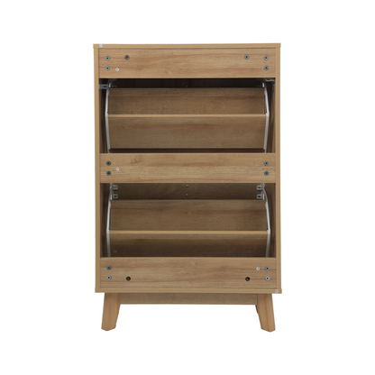 23.6-inch entryway shoe cabinet, ultra-thin flip-down large-capacity dustproof shoe rack for home use, medieval-modern freestanding shoe cabinet, oak color. image 11