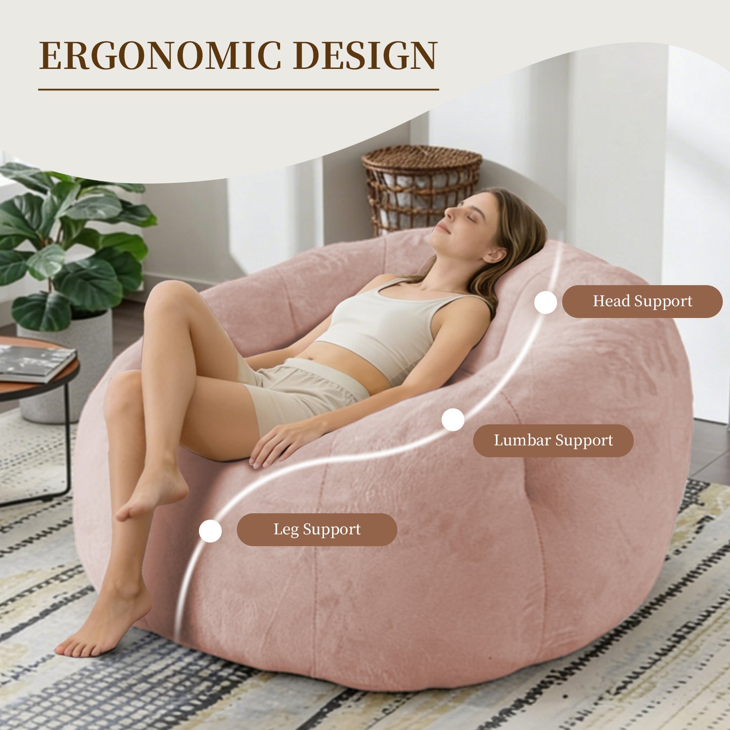 Round Floral Bean Bag Chair,Comfort and Body-Contouring Support for Versatile Home Relaxation and Decor Integration image 2