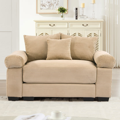54.3" Oversized Cloud Modular Sectional Couch,Extra-Thick Armrests Good Resilience Cushions Ergonomic Design Premium Soft Corduroy Fabric,Easy Assembly For Living Rooms Study,Camel image 3