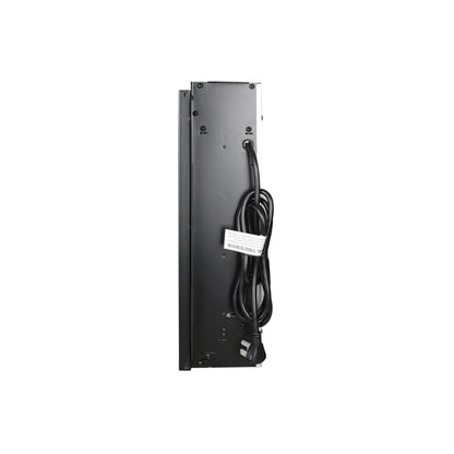Electric fireplace insert freestanding in living room decor