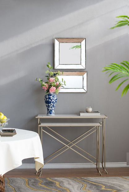 18x18 Distressed Silver Square Accent Mirror - Front View