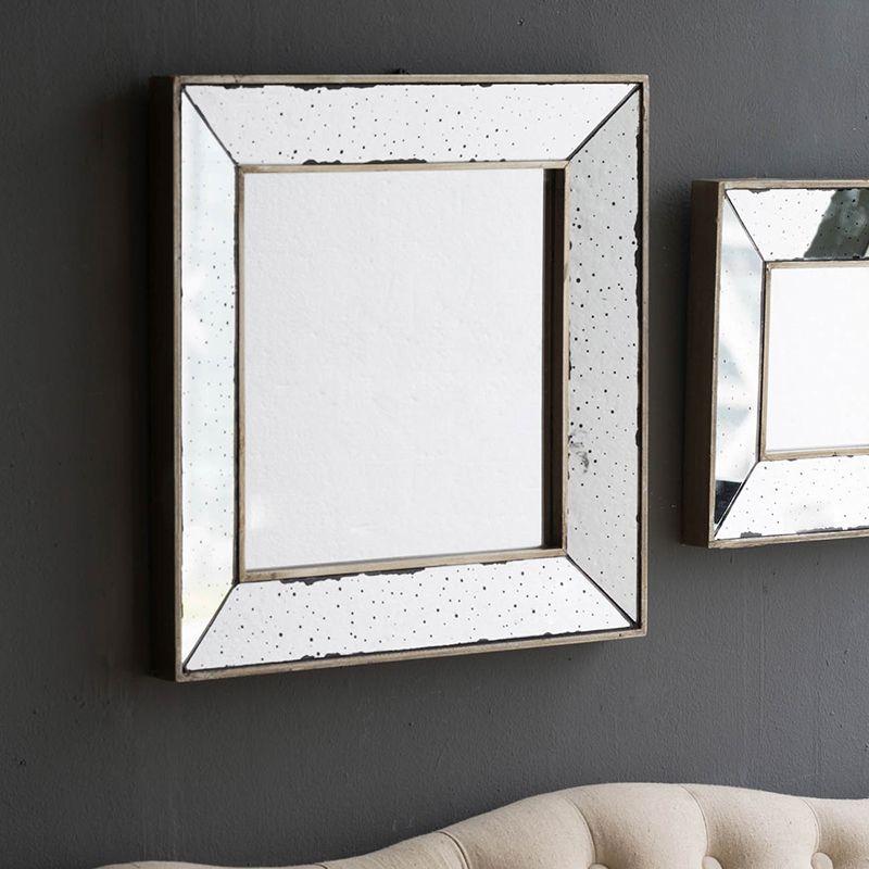 18x18 Distressed Silver Square Accent Mirror - Close Up