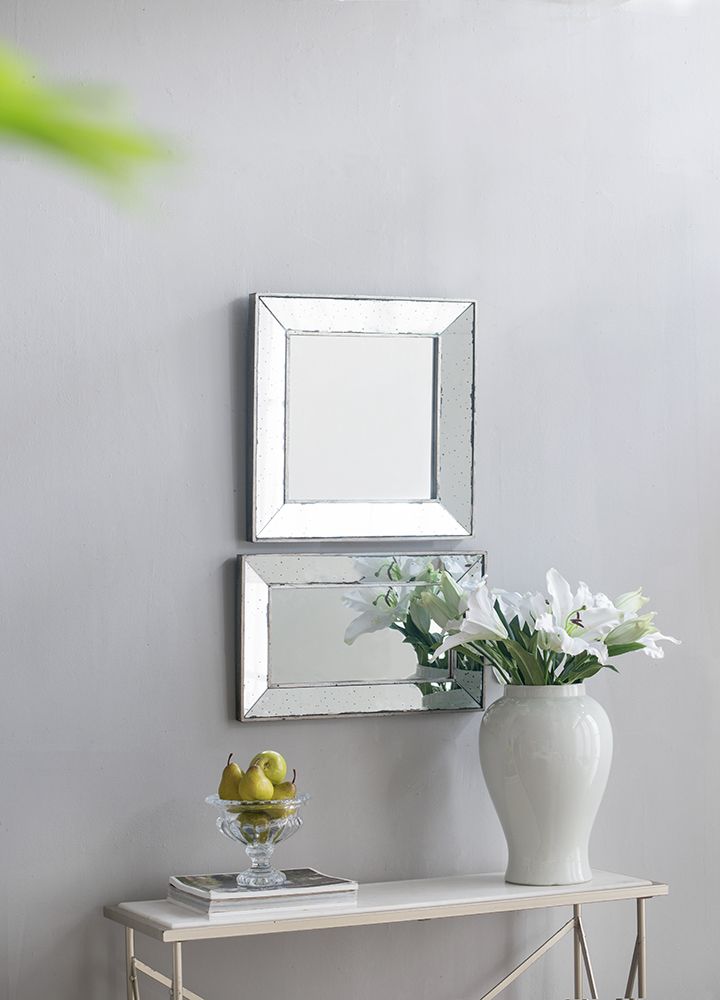 18x18 Distressed Silver Square Accent Mirror - Angle View