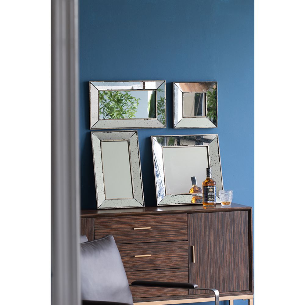 18x18 Distressed Silver Square Accent Mirror - Detail of Frame