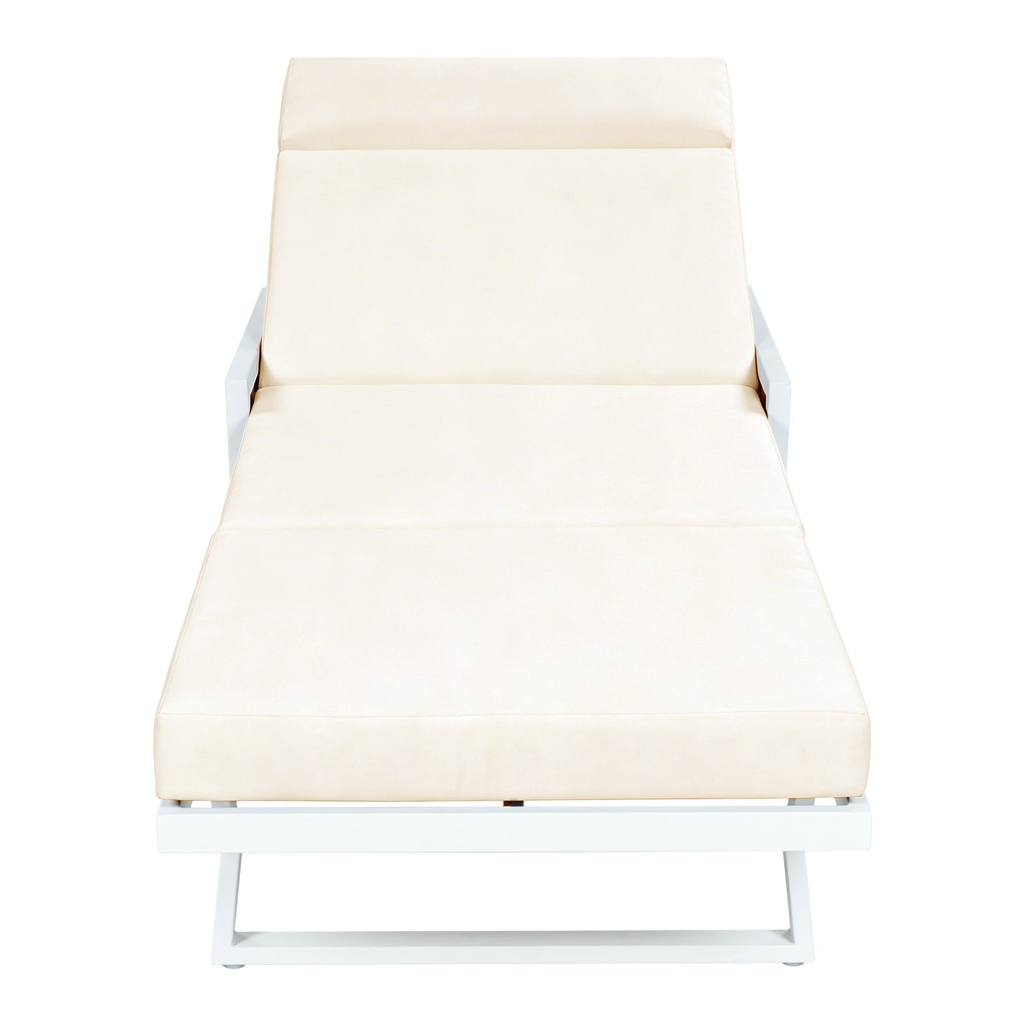 White Iron Outdoor Chaise Lounge with Black Rope Armrests, 4" Thick 4-Fold Beige Water Resistant Cushion with Built-In Headrest, 5-Position Adjustable, 400 LBS Capacity for Patio Pool Backyard image 9