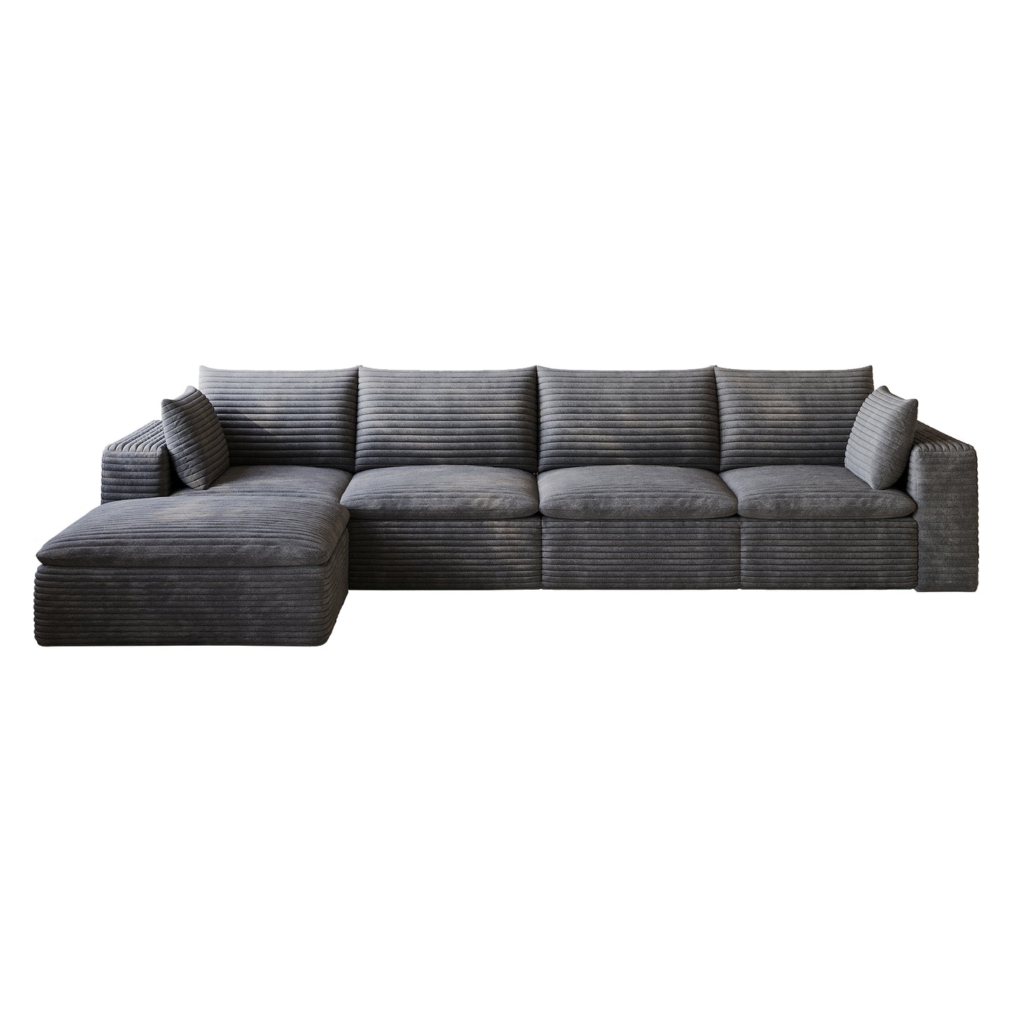 134" Cloud Sofa,Corduroy Fabric,Deep Seat Couches,Double-layer design,Removable Cushion,No Assembly, DIY Combination for Living room, Bedroom,Conference room,Apartment,Dark Grey image 8