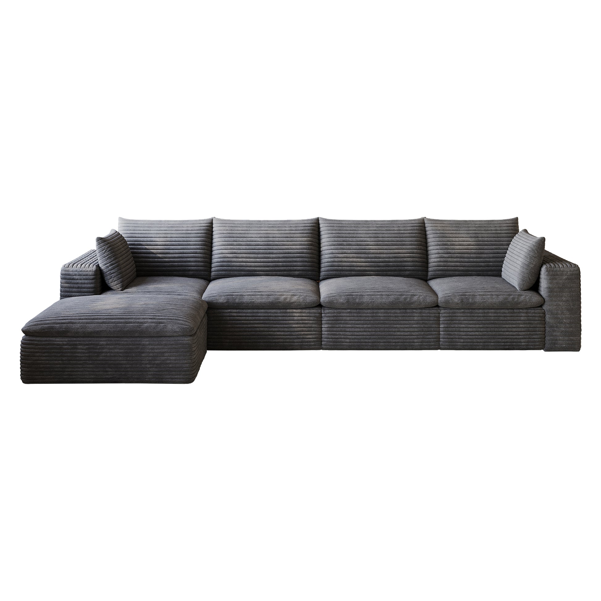 134" Cloud Sofa,Corduroy Fabric,Deep Seat Couches,Double-layer design,Removable Cushion,No Assembly, DIY Combination for Living room, Bedroom,Conference room,Apartment,Dark Grey image 8