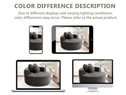 Round Sofa Bed with Memory Foam Sectional Couches for Living Room, Cloud Couch with three pillows, Black+gray image 11