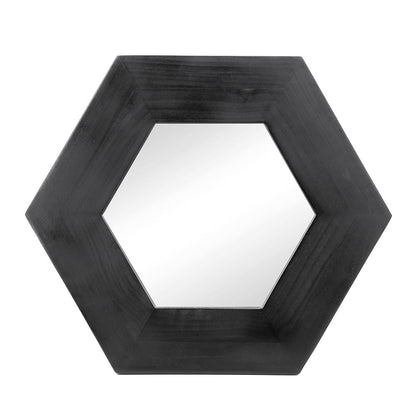 18.5" x 18.5" Hexagon Mirror with Solid Wood Frame, Wall Decor for Living Room Bathroom Hallway, Black image 6
