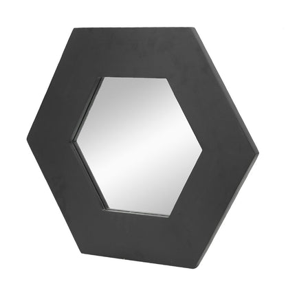 18.5" x 18.5" Hexagon Mirror with Solid Wood Frame, Wall Decor for Living Room Bathroom Hallway, Black image 11