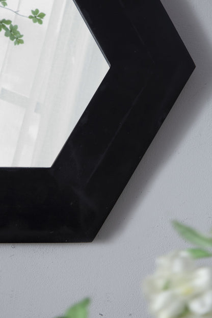 18.5" x 18.5" Hexagon Mirror with Solid Wood Frame, Wall Decor for Living Room Bathroom Hallway, Black image 12
