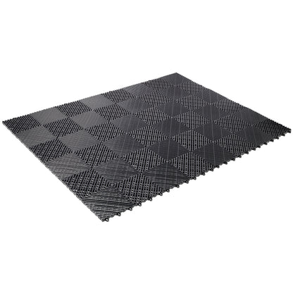 25pcs Plastic Garage Floor Mats,15.6"x15.6" Size,Non-Slip Interlocking Plastic Garage Floor Mat,Splicing Drainage Floor Tile and Shower Mat, for Garage, Garden, Kitchen & Outdoor, Black image 8