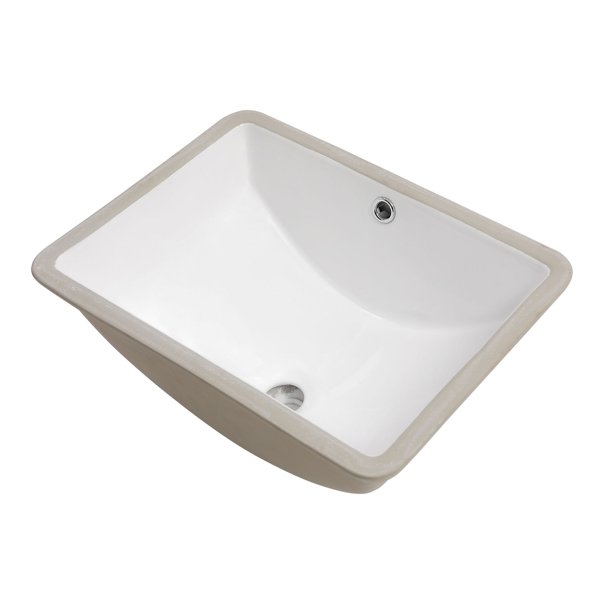 18.5"x14" White Ceramic Rectangular Undermount Bathroom Sink with Overflow image 3