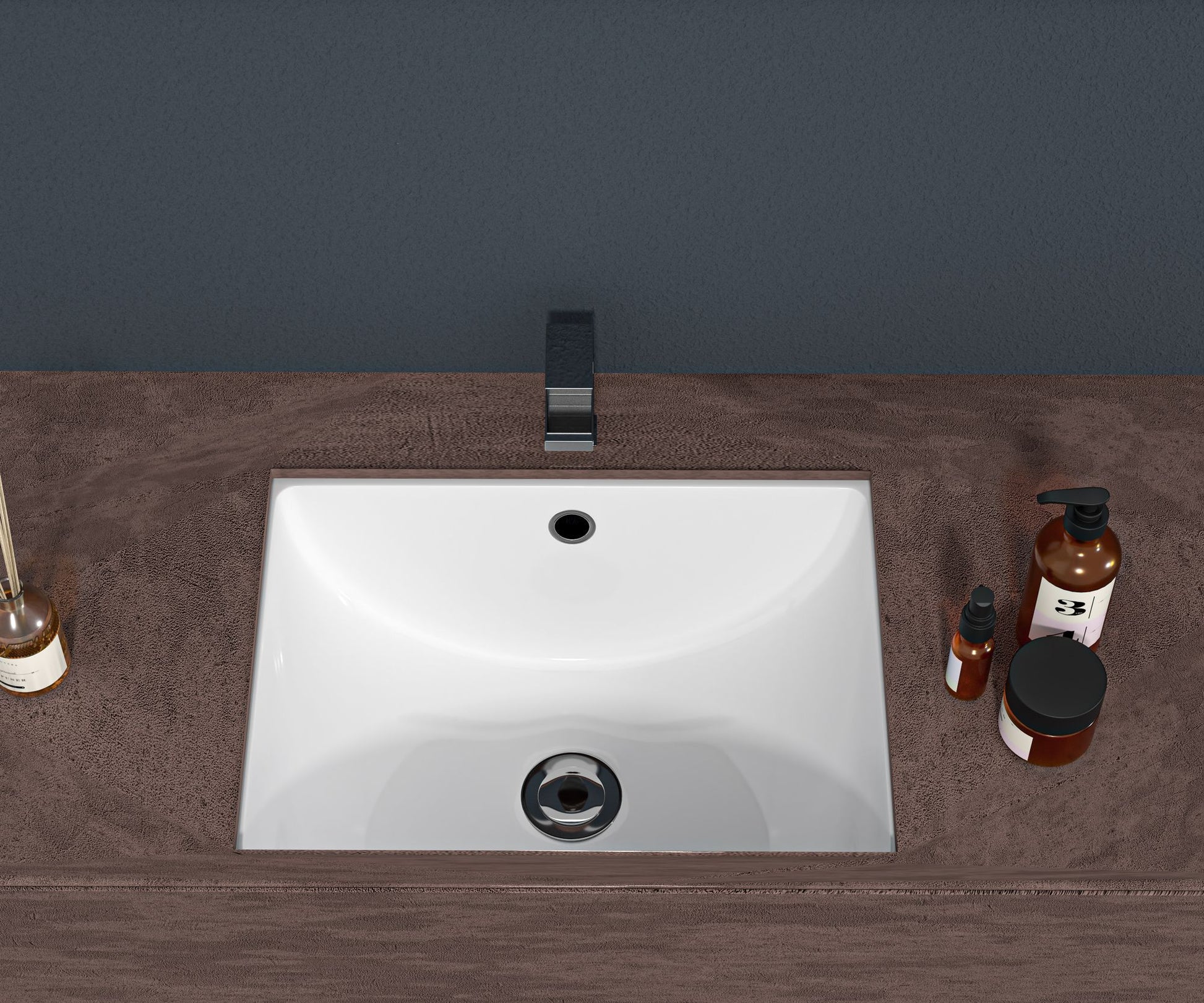 18.5"x14" White Ceramic Rectangular Undermount Bathroom Sink with Overflow image 1