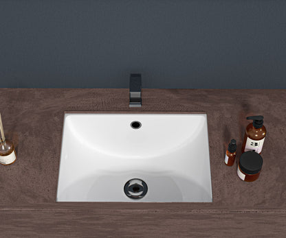 18.5"x14" White Ceramic Rectangular Undermount Bathroom Sink with Overflow image 1
