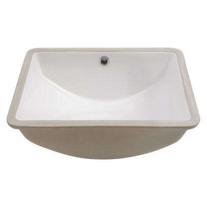 18.5"x14" White Ceramic Rectangular Undermount Bathroom Sink with Overflow image 4