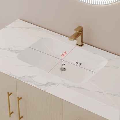 36" Modern Free-Standing Bathroom Vanity with Seamless Ceramic Sink & Sintered Stone Top image 10