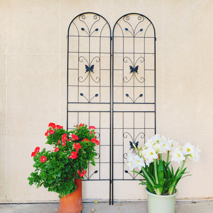 4 Pack Metal Garden Trellis 86.7" x 19.7" Rustproof Trellis for Climbing Plants Outdoor Flower Support Black image 8