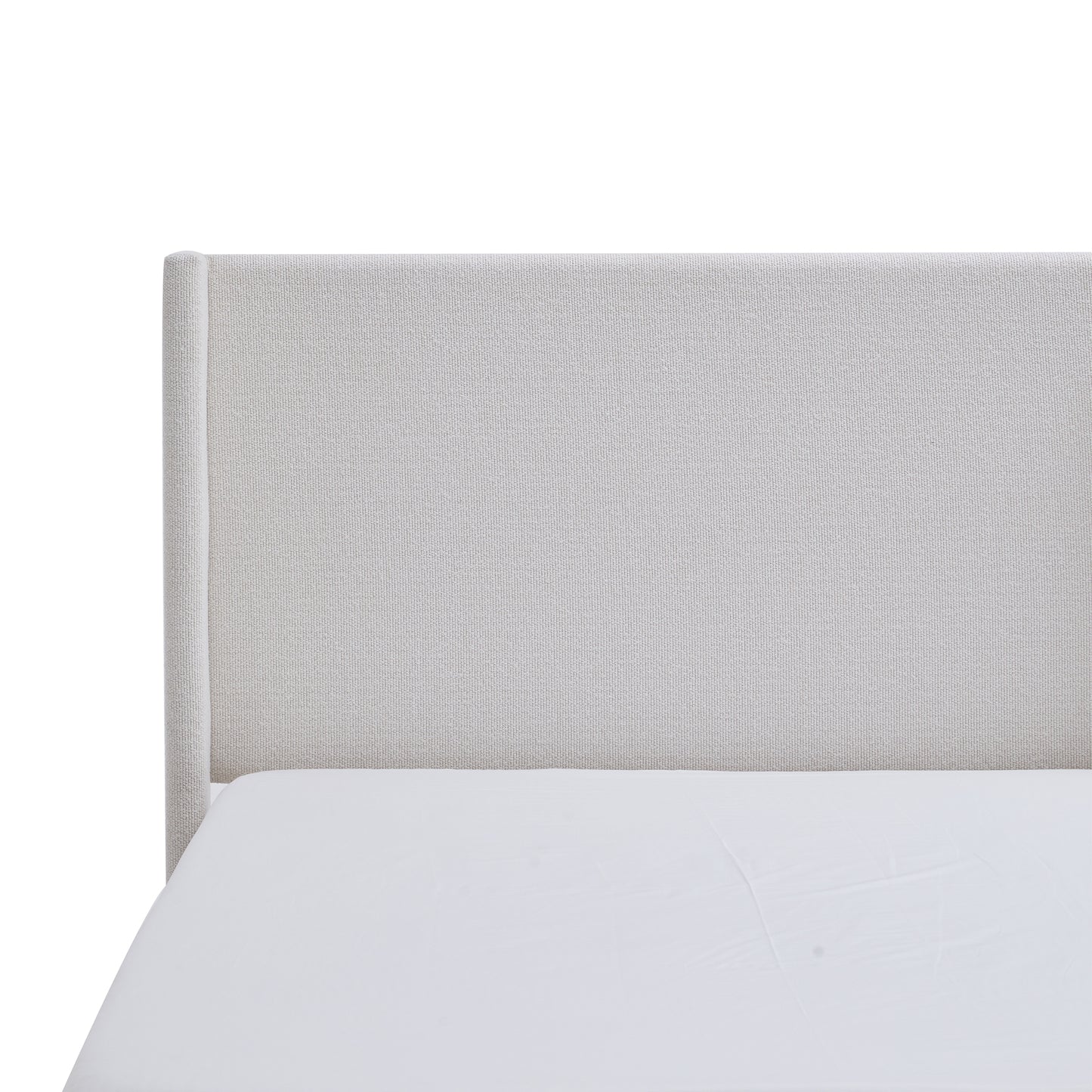 Hosford Upholstered Wingback Bed / Upholstered Wood Base Platform Bed / 52.5" High Headboard / Minimalist / Rusticity / No Box Spring Needed / Queen / Cream White Boucle / No Noise image 9