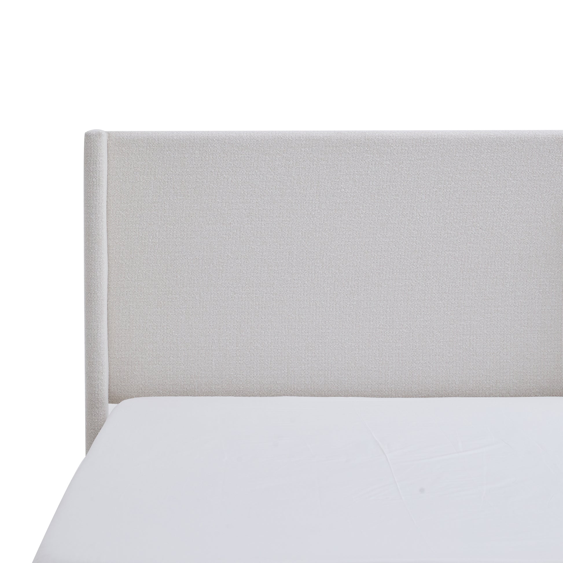 Hosford Upholstered Wingback Bed / Upholstered Wood Base Platform Bed / 52.5" High Headboard / Minimalist / Rusticity / No Box Spring Needed / Queen / Cream White Boucle / No Noise image 9