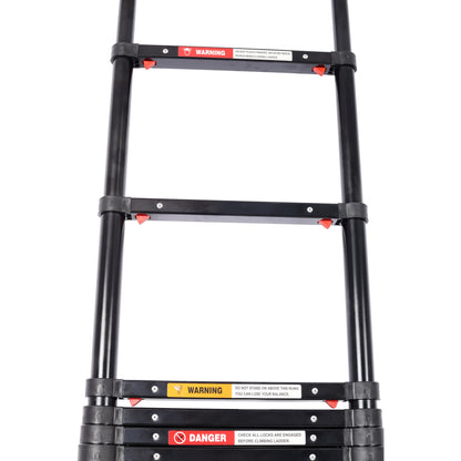 12.5FT Telescopic Ladder Aluminum Ladder with Non-Slip Feet, Slow Down Safety Function Portable Extension Ladder for Household and Outdoor Working, 330lb Capacity Black image 5
