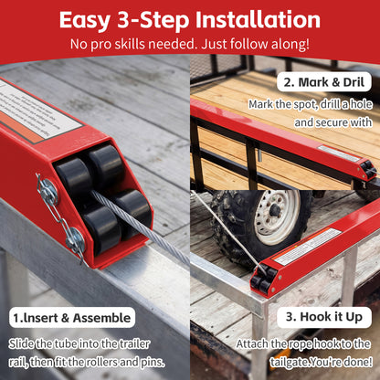 Tailgate Utility Trailer Gate Liftgate Ramp Lift 2 Sided Lift Assist System Fit for Open Utility Trailers Tailgate and Ramp New Upgrades, Red image 4