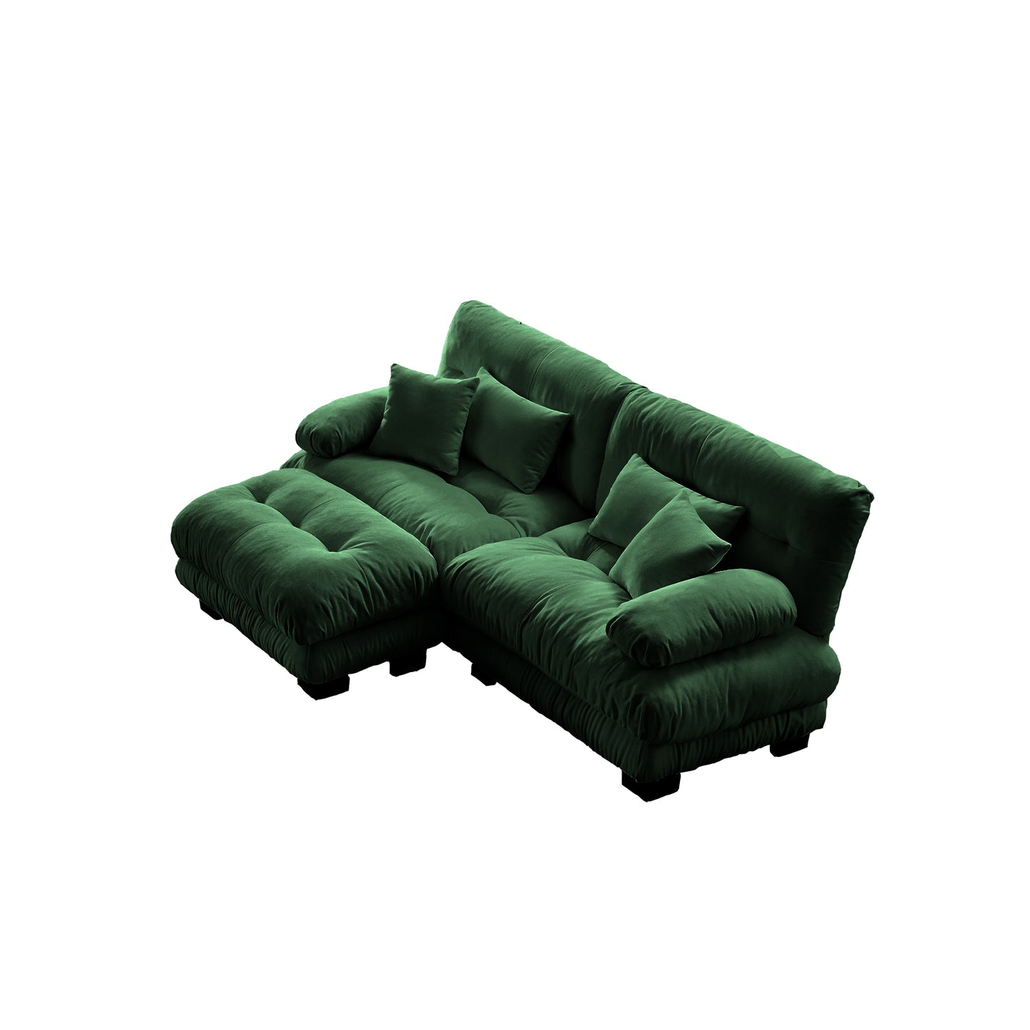 Cloud Couch Sectional Sofa for Living Room, Chenille 2 Seater Sofa with 2 Lumbar pillows and 2 throw pillows, Upholstered Wide Arm Sofa with Convertible Ottoman,Chenille Green image 10